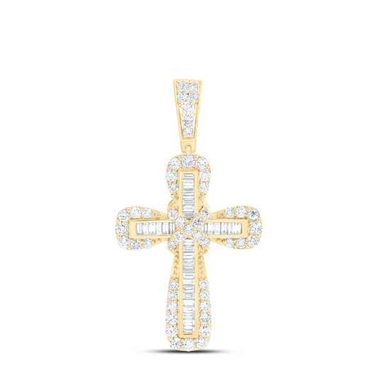 10k Yellow Gold 2.875 CTW Lab Grown Diamond Men'S Cross Pendant