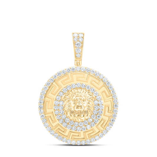 10k Yellow Gold 3.375 CTW Lab Grown Diamond Fashion Round Lion Pendant