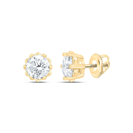 10k Yellow Gold 1 CTW Lab Grown Diamond Mens Stud Earrings