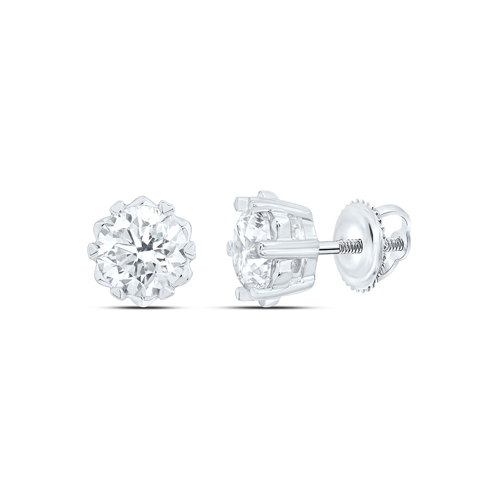 10k White Gold 1 CTW Lab Grown Diamond Mens Stud Earrings