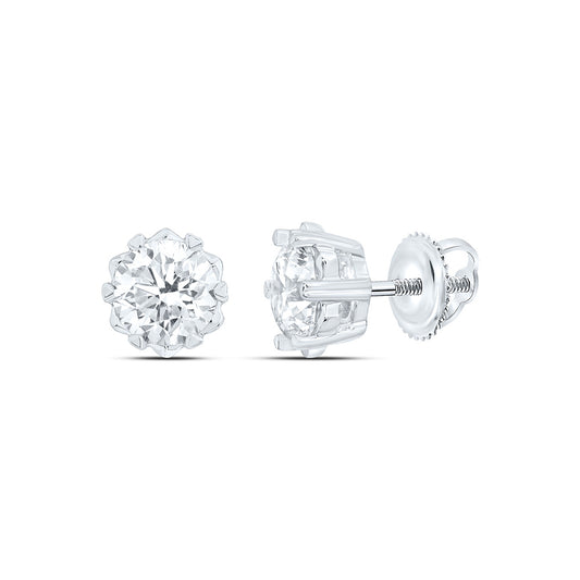 10k White Gold 1 CTW Lab Grown Diamond Mens Stud Earrings