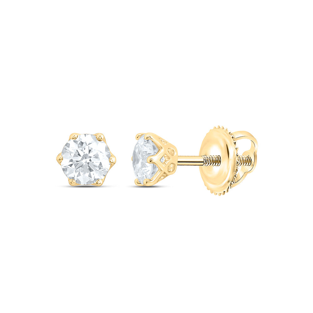 10k Yellow Gold 0.5 CTW Lab Grown Diamond Round Mens Stud Earrings
