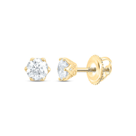 10k Yellow Gold 1 CTW Lab Grown Diamond Round Mens Stud Earrings