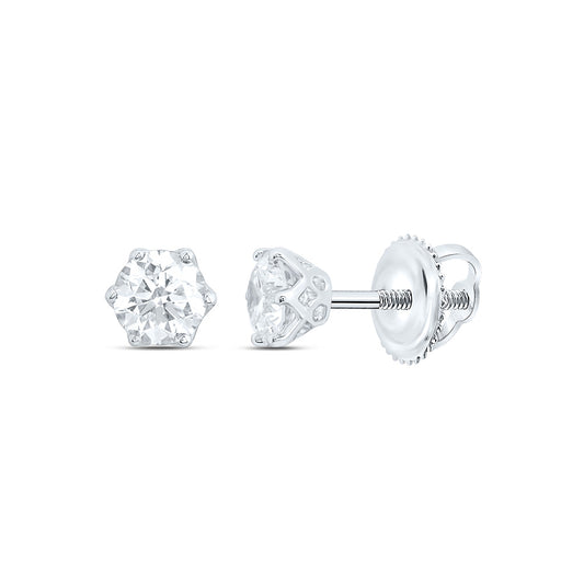 10k White Gold 1 CTW Lab Grown Diamond Round Mens Stud Earrings