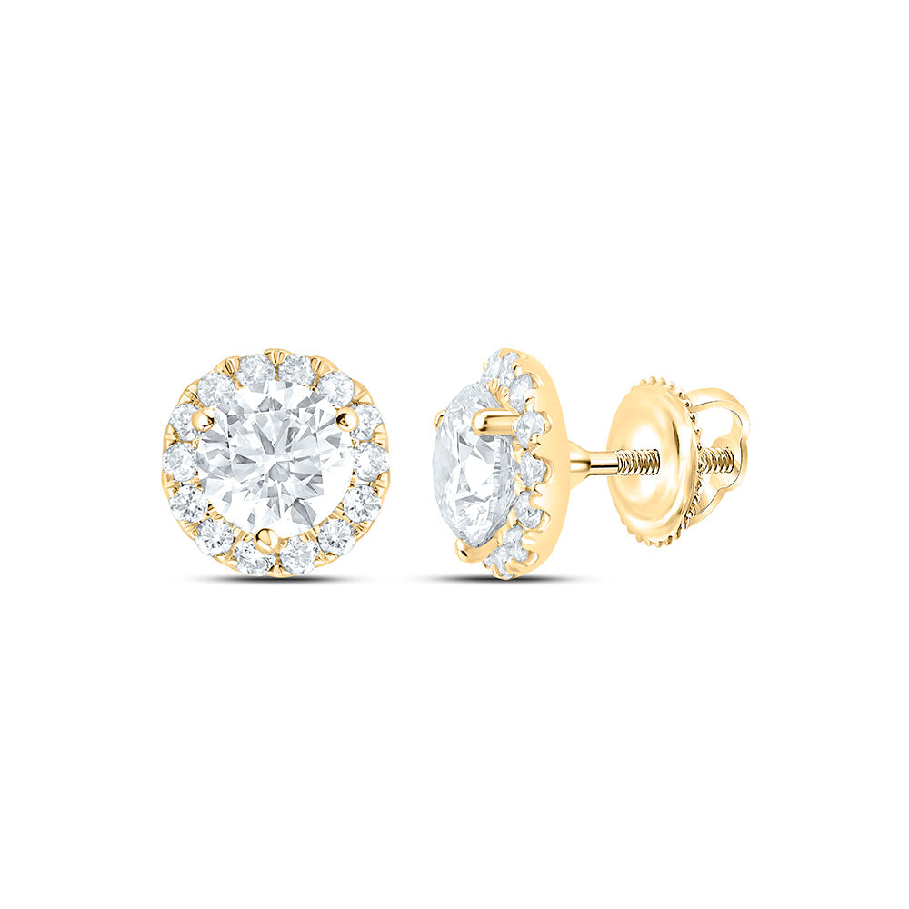 14k Yellow Gold 1 CTW Lab Grown Diamond Fashion Round Stud Earrings