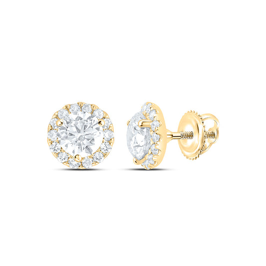 14k Yellow Gold 1 CTW Lab Grown Diamond Fashion Round Stud Earrings
