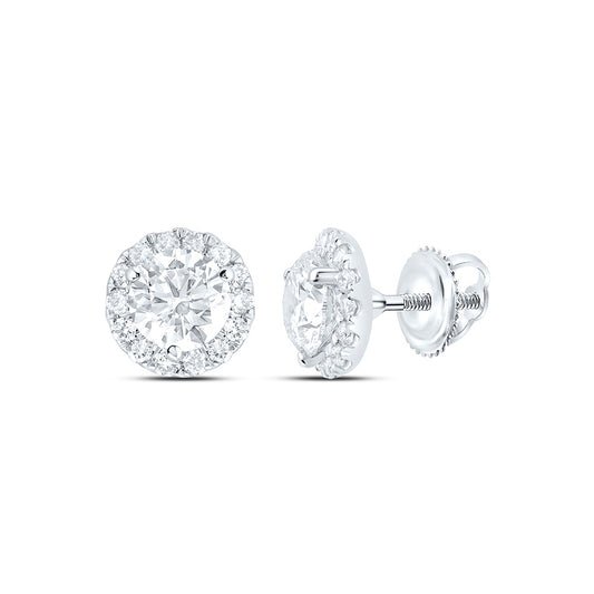 14k White Gold 1 CTW Lab Grown Diamond Fashion Round Stud Earrings