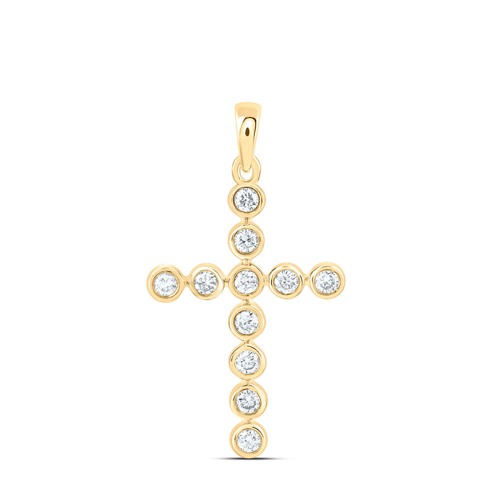 14k Yellow Gold 0.25 CTW Lab Grown Diamond Fashion Cross Pendant