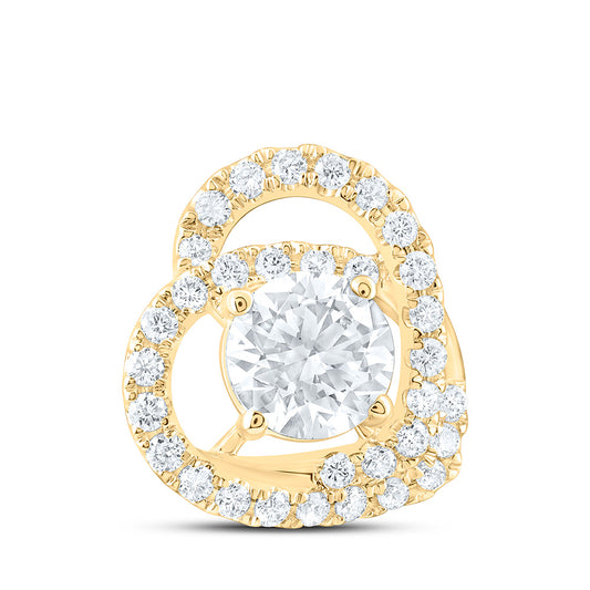 14k Yellow Gold 1 CTW Lab Grown Diamond 0.75 CTW-Crd Fashion Heart Pendant