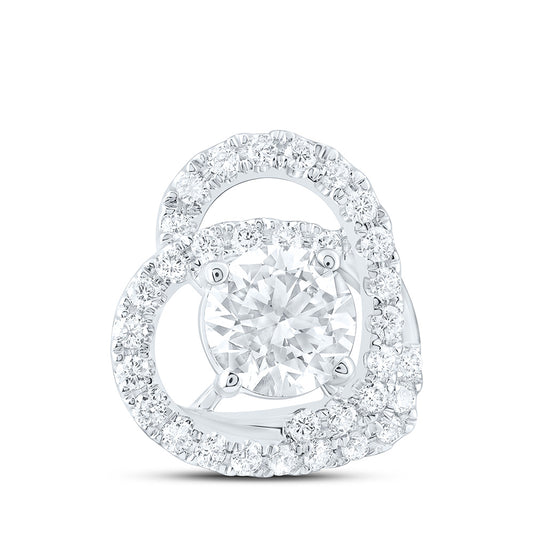 14k White Gold 1 CTW Lab Grown Diamond 0.75 CTW-Crd Fashion Heart Pendant