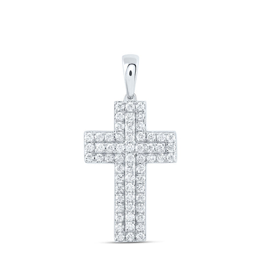 14k White Gold 0.5 CTW Lab Grown Diamond Fashion Cross Pendant