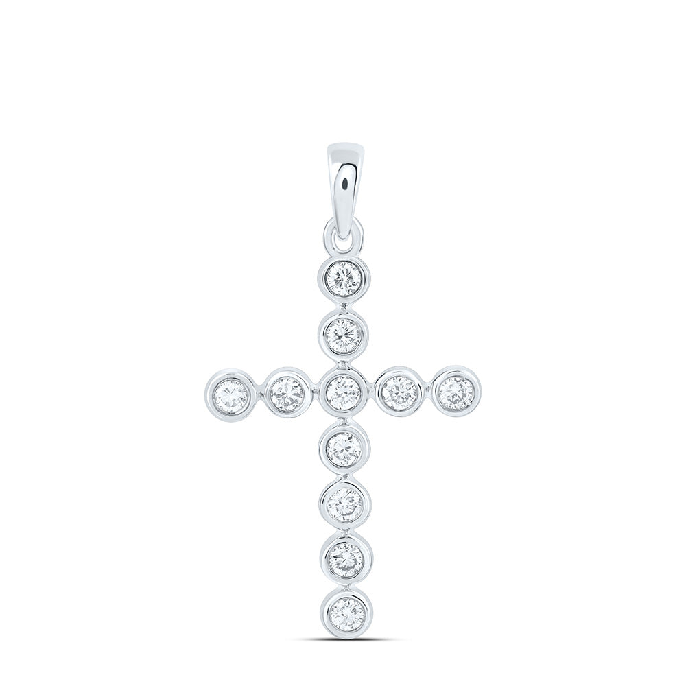 14k White Gold 0.25 CTW Lab Grown Diamond Fashion Cross Pendant
