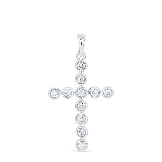 14k White Gold 0.25 CTW Lab Grown Diamond Fashion Cross Pendant