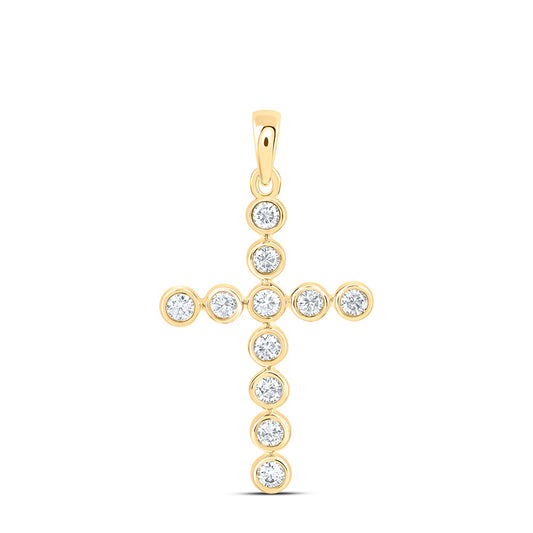 14k Yellow Gold 0.5 CTW Lab Grown Diamond Fashion Cross Pendant