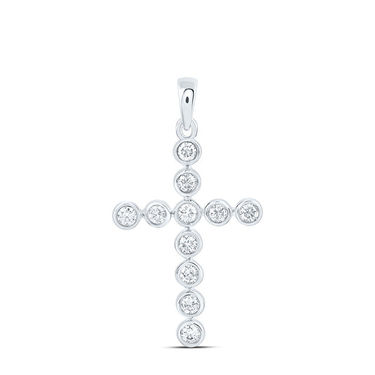 14k White Gold 0.5 CTW Lab Grown Diamond Fashion Cross Pendant