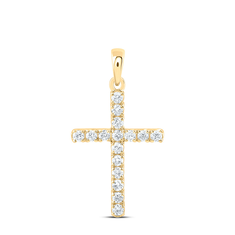 14k Yellow Gold 0.33 CTW Lab Grown Diamond Fashion Cross Pendant