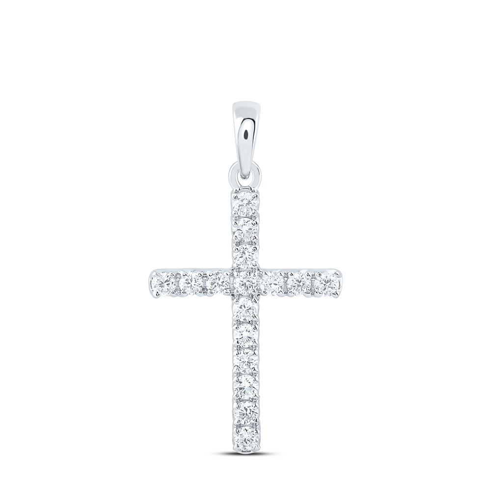 14k White Gold 0.33 CTW Lab Grown Diamond Fashion Cross Pendant