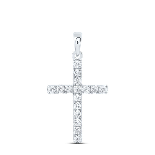14k White Gold 0.33 CTW Lab Grown Diamond Fashion Cross Pendant