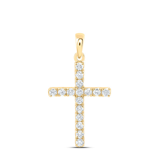 14k Yellow Gold 0.5 CTW Lab Grown Diamond Fashion Cross Pendant