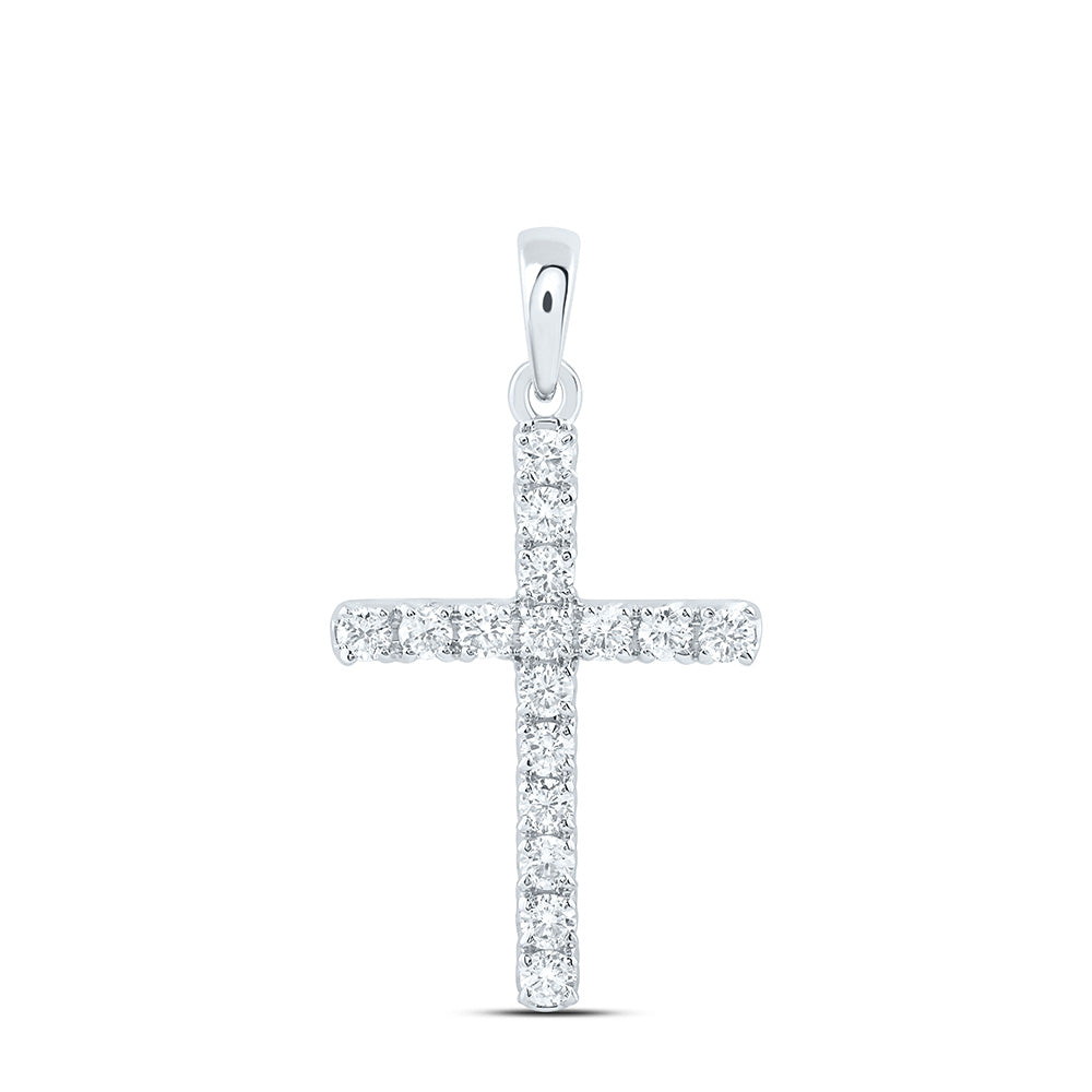 14k White Gold 0.5 CTW Lab Grown Diamond Fashion Cross Pendant