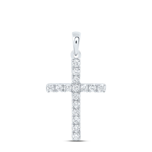 14k White Gold 0.5 CTW Lab Grown Diamond Fashion Cross Pendant