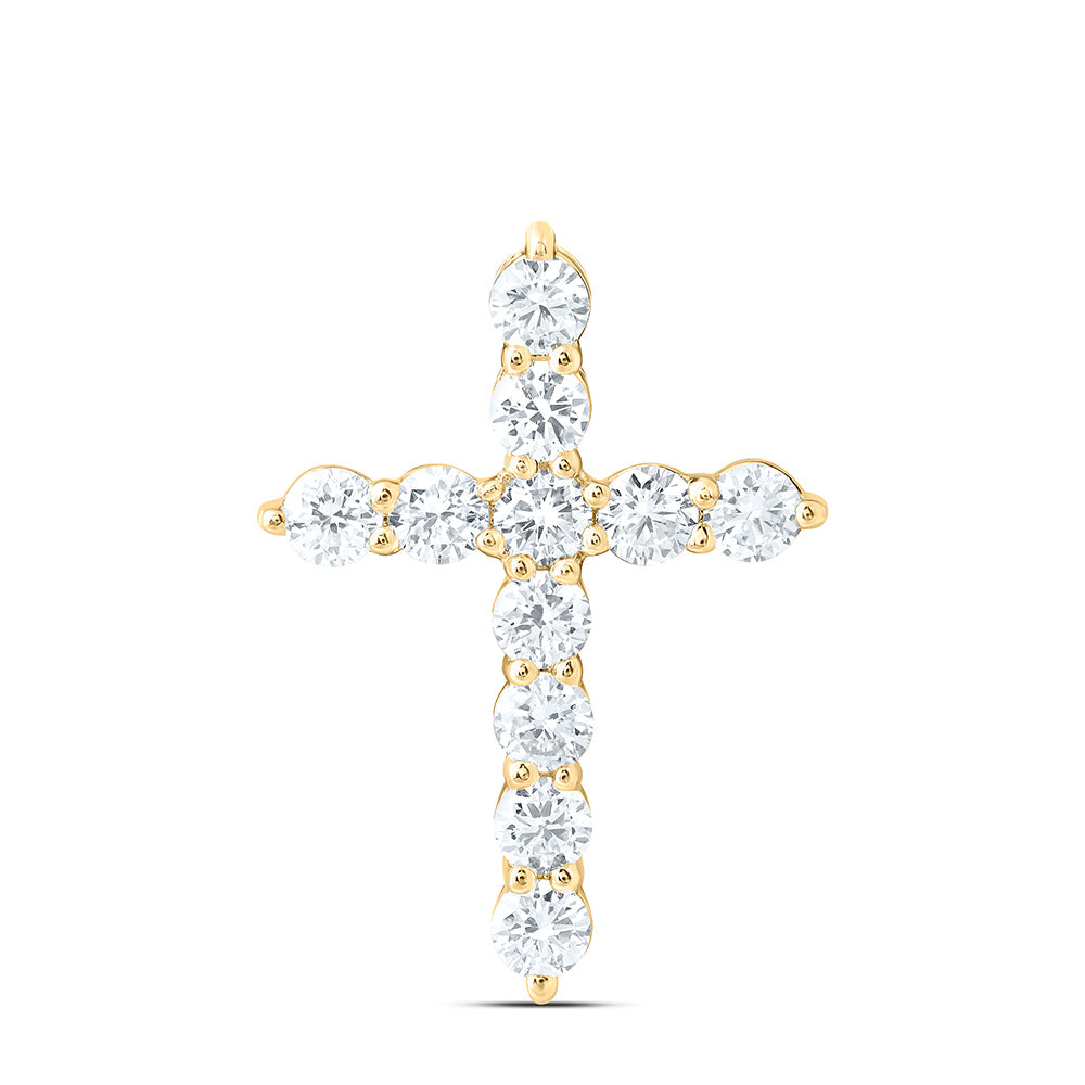 14k Yellow Gold 1 CTW Lab Grown Diamond Fashion Cross Pendant