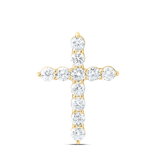 14k Yellow Gold 1 CTW Lab Grown Diamond Fashion Cross Pendant