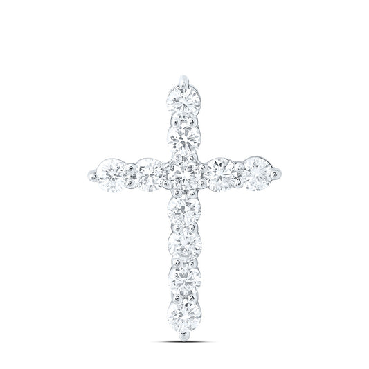 14k White Gold 1 CTW Lab Grown Diamond Fashion Cross Pendant