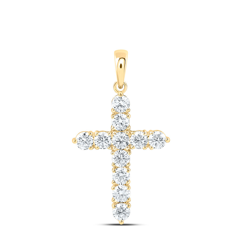 14k Yellow Gold 1.625 CTW Lab Grown Diamond Fashion Cross Pendant