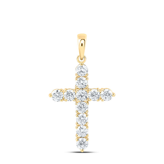 14k Yellow Gold 1.625 CTW Lab Grown Diamond Fashion Cross Pendant
