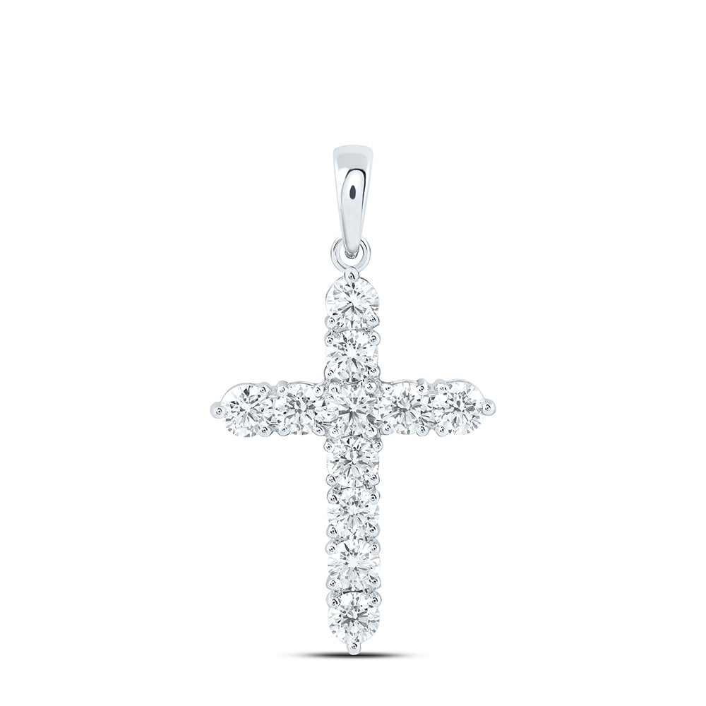 14k White Gold 1.625 CTW Lab Grown Diamond Fashion Cross Pendant