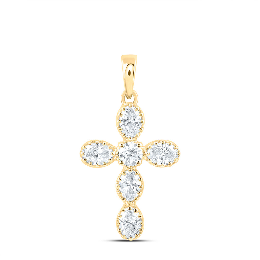 14k Yellow Gold 0.75 CTW Lab Grown Diamond Fashion Cross Pendant