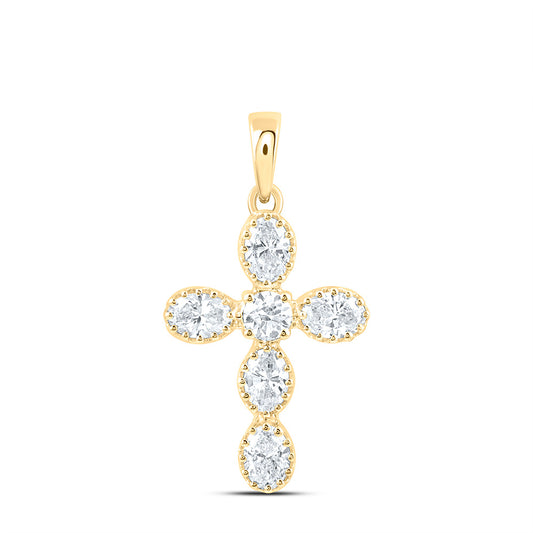 14k Yellow Gold 0.75 CTW Lab Grown Diamond Fashion Cross Pendant