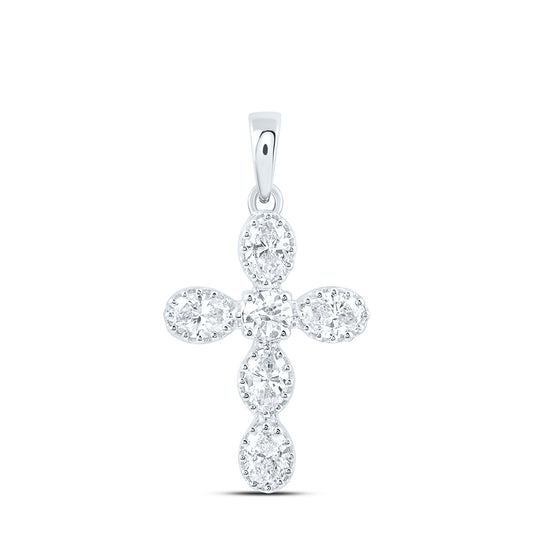 14k White Gold 0.75 CTW Lab Grown Diamond Fashion Cross Pendant