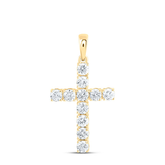 14k Yellow Gold 0.75 CTW Lab Grown Diamond Fashion Cross Pendant