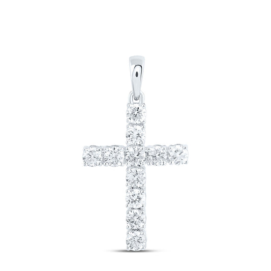 14k White Gold 0.75 CTW Lab Grown Diamond Fashion Cross Pendant