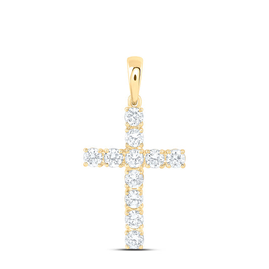 14k Yellow Gold 1 CTW Lab Grown Diamond Fashion Cross Pendant