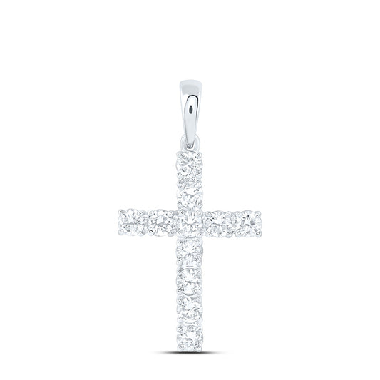 14k White Gold 1 CTW Lab Grown Diamond Fashion Cross Pendant
