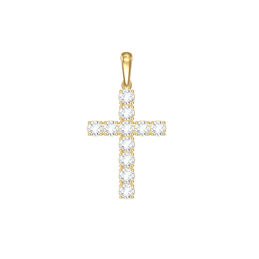 14k Yellow Gold 1.2 CTW Lab Grown Diamond Fashion Cross Pendant