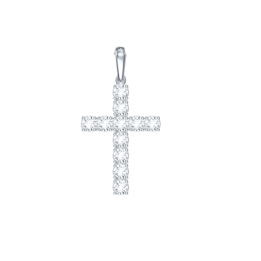 14k White Gold 1.2 CTW Lab Grown Diamond Fashion Cross Pendant