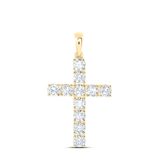 14k Yellow Gold 1.875 CTW Lab Grown Diamond Fashion Cross Pendant