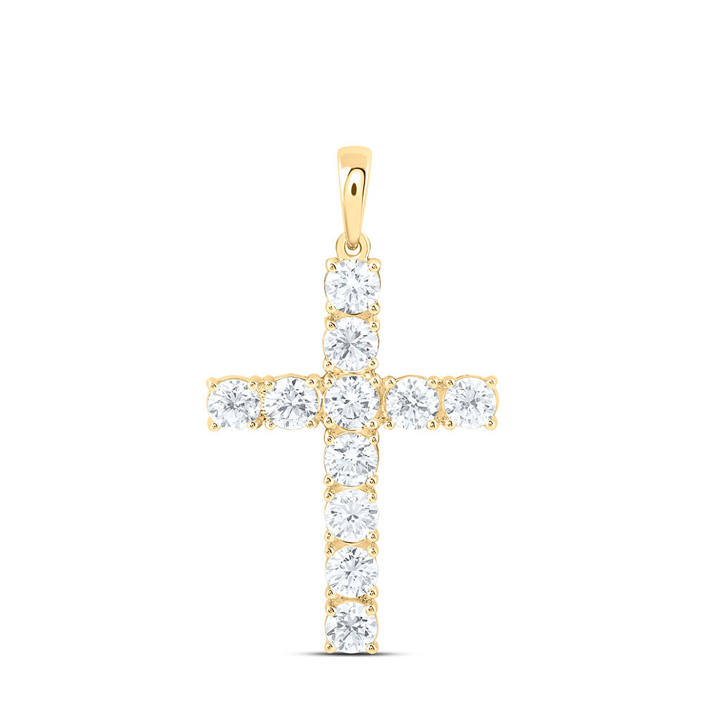 14k Yellow Gold 2 CTW Lab Grown Diamond Fashion Cross Pendant