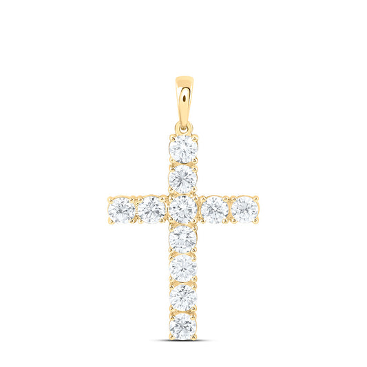 14k Yellow Gold 2 CTW Lab Grown Diamond Fashion Cross Pendant