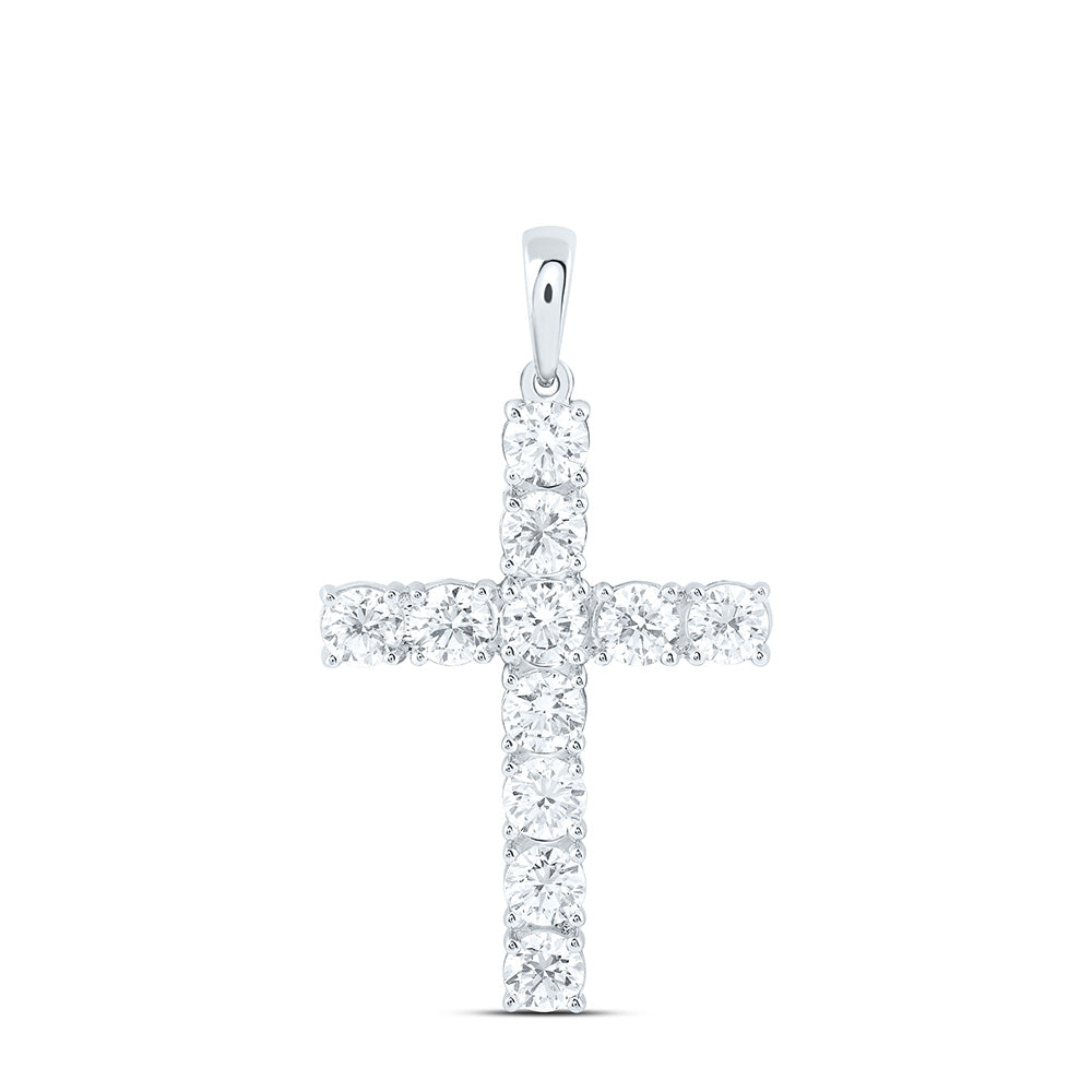 14k White Gold 2 CTW Lab Grown Diamond Fashion Cross Pendant