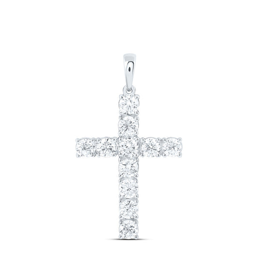 14k White Gold 2 CTW Lab Grown Diamond Fashion Cross Pendant
