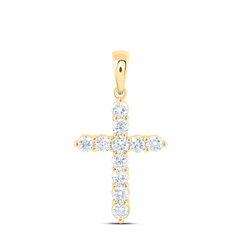 14k Yellow Gold 0.75 CTW Lab Grown Diamond Fashion Cross Pendant