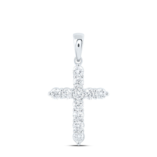 14k White Gold 0.75 CTW Lab Grown Diamond Fashion Cross Pendant