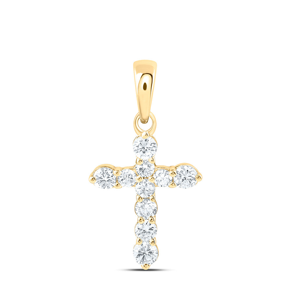 14k Yellow Gold 0.25 CTW Lab Grown Diamond Fashion Cross Pendant