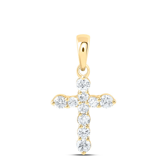 14k Yellow Gold 0.25 CTW Lab Grown Diamond Fashion Cross Pendant