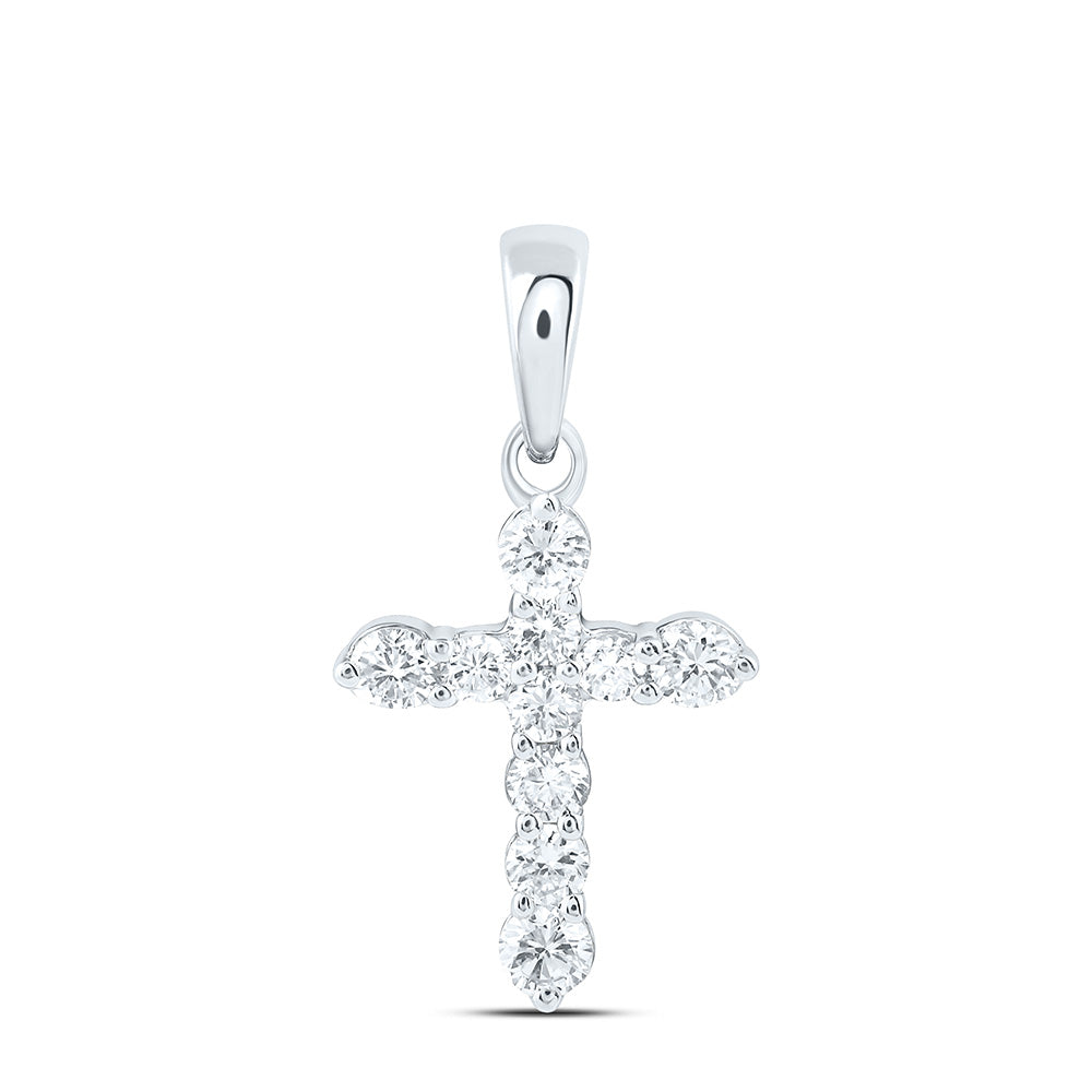 14k White Gold 0.25 CTW Lab Grown Diamond Fashion Cross Pendant